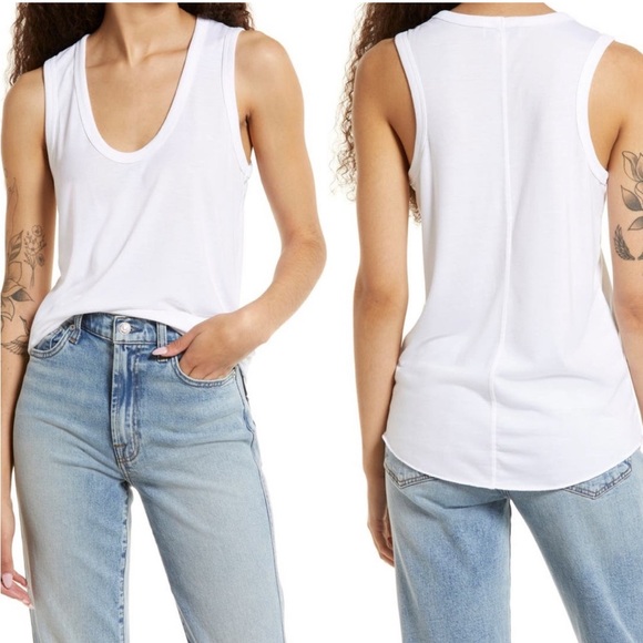 Topshop U-Neck Tank Top in White Relaxed Fit Top Size 10 or Large - Picture 1 of 8